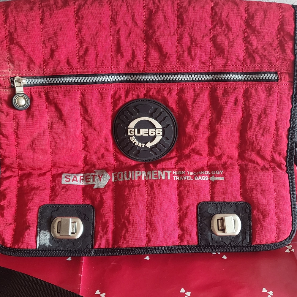 Guess Red Quilted Messenger Bag